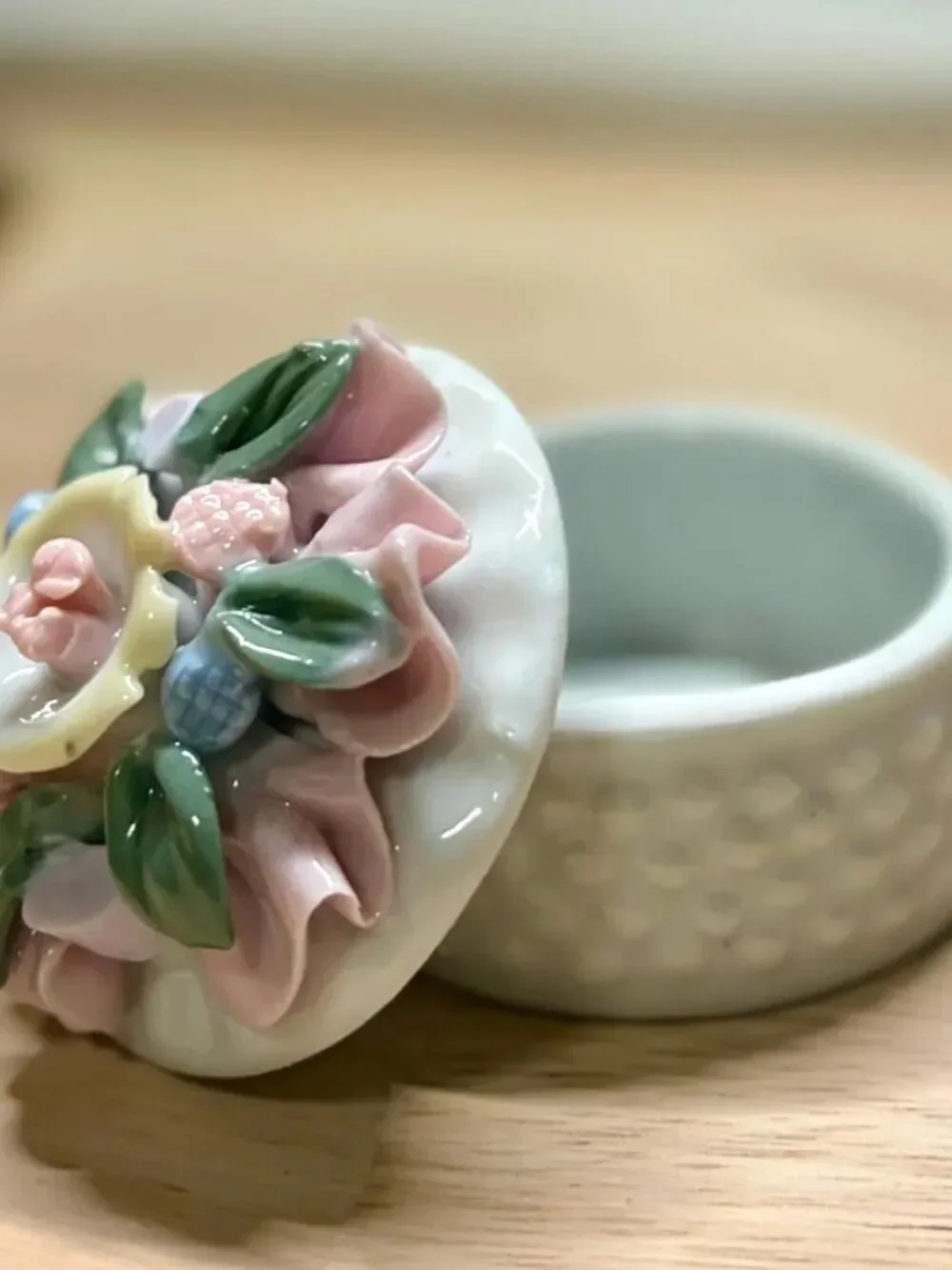 Tiny Vintage Floral Bone China Trinket Dish- No handle
